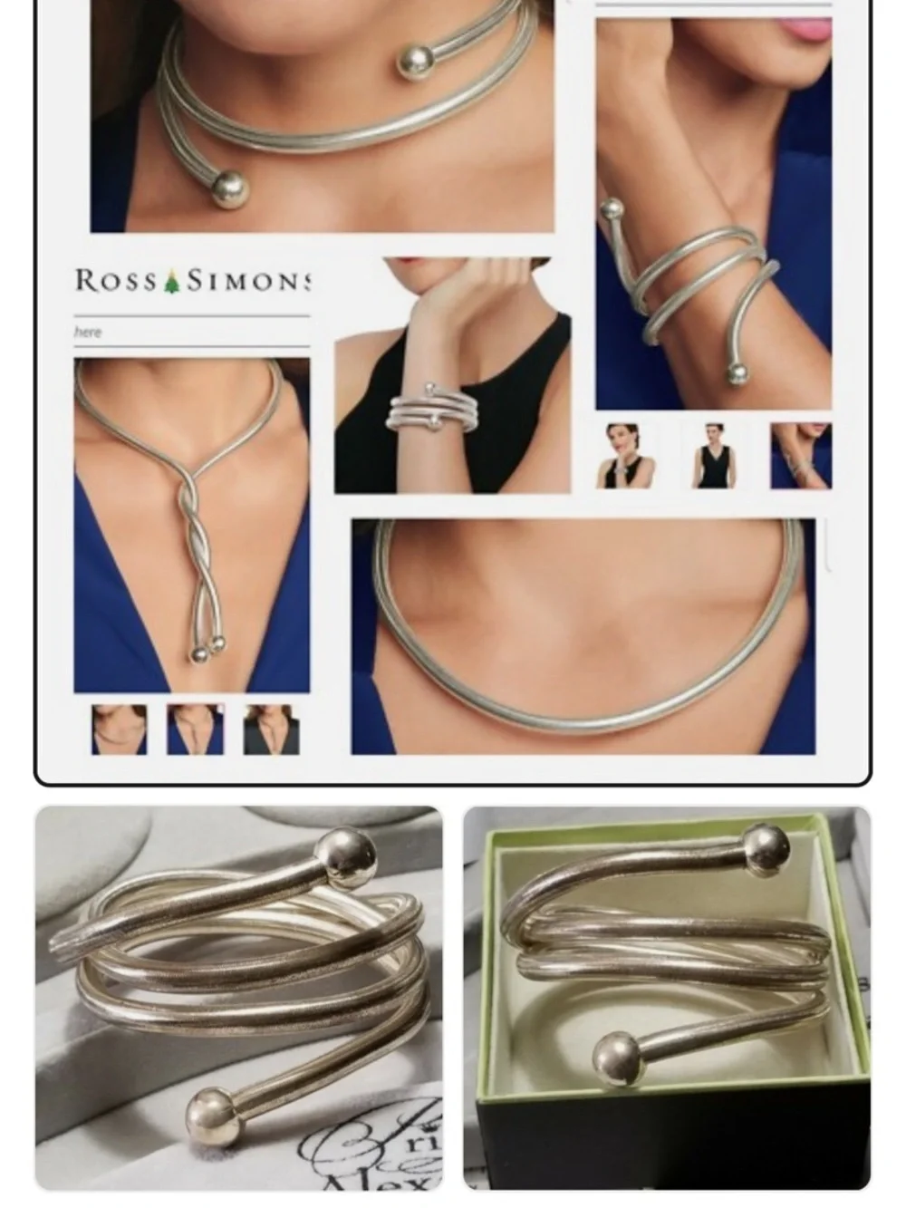 925 Italy Flexible Coil Necklace Wrap Bracelet 4-in-1 Snake Chain Silver